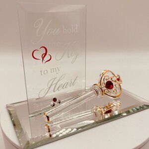 Key to My Heart Glass Figurine on Mirror Romantic Love Gift Decor